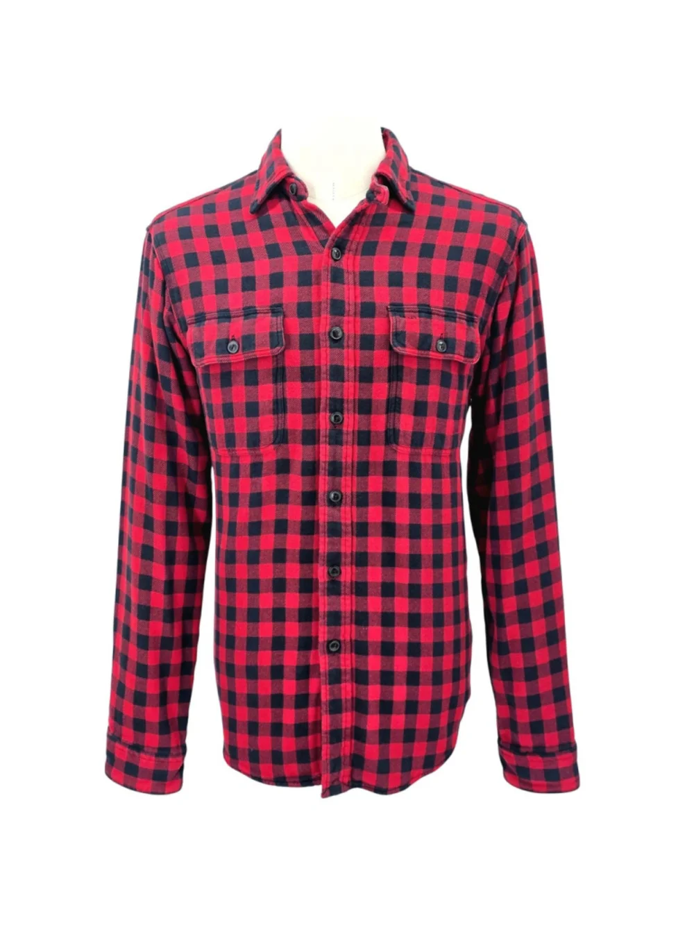 Polo Ralph Lauren Men's L Plaid Knit Flannel Overshirt Red Black Stretch $198